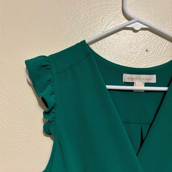 Monteau Emerald Ruffle Wrap Top - Picture 7 of 9
